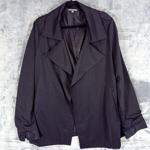 Womens Adrianna Papell Black Draped Open Front Jacket Blazer XL Stretch